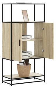 Highboard sonoma tölgy 68x35x139 cm gépelt fa és fém