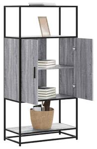 Highboard szürke sonoma 68x35x139 cm gépelt fa és fém