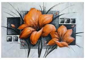 Gario Kézzel festett kép Gyönyöru narancsárga pipacsok Méret: 100 x 70 cm