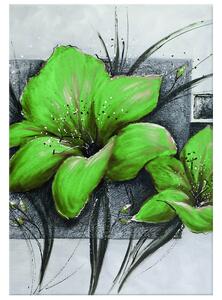 Gario Kézzel festett kép Gyönyöru zöld pipacsok Méret: 100 x 70 cm