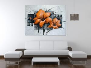 Gario Kézzel festett kép Gyönyöru narancsárga pipacsok Méret: 70 x 100 cm