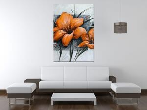 Gario Kézzel festett kép Gyönyöru narancsárga pipacsok Méret: 70 x 100 cm