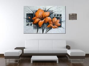 Gario Kézzel festett kép Gyönyöru narancsárga pipacsok Méret: 100 x 70 cm