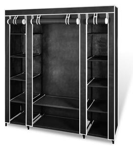 Fekete szövet ruhásszekrény tárolórekeszekkel 45x150x176 cm