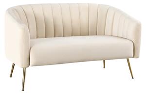 Design kétszemélyes kanapé, bézs Velvet szövet/gold króm-arany, BAGY