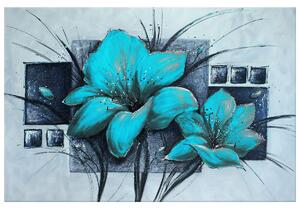 Gario Kézzel festett kép Gyönyöru kék pipacsok Méret: 100 x 70 cm
