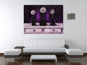 Gario Kézzel festett kép Margitvirágos lila trió Méret: 100 x 70 cm