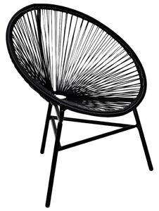 Fekete polyrattan kerti kagylószék