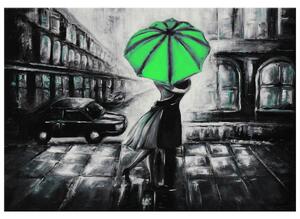 Gario Kézzel festett kép Zöld csók az esoben Méret: 70 x 100 cm