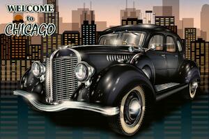 Nem szőtt fotótapéta chicago retro plakát 375 x 250 cm