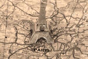 Nem szőtt fotótapéta eiffel-torony a térképen 375 x 250 cm