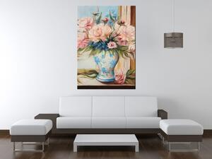 Gario Kézzel festett kép Színes virágok vázában Méret: 100 x 70 cm