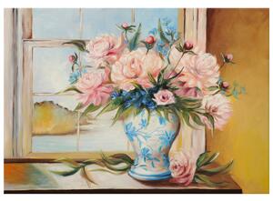 Gario Kézzel festett kép Színes virágok vázában Méret: 115 x 85 cm