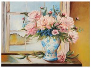 Gario Kézzel festett kép Színes virágok vázában Méret: 70 x 100 cm
