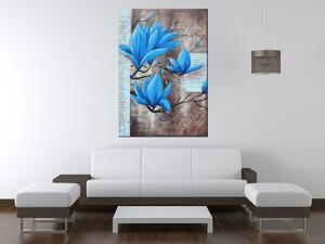 Gario Kézzel festett kép Gyönyöru kék magnólia Méret: 120 x 80 cm