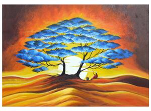 Gario Kézzel festett kép Pihenés a kék fa alatt Méret: 100 x 70 cm