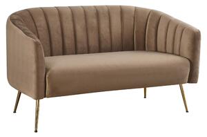Design kétszemélyes kanapé, barna Velvet szövet/gold króm-arany, BAGY