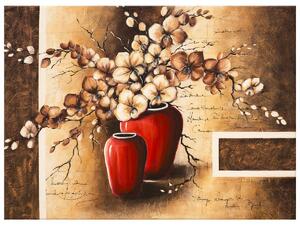 Gario Kézzel festett kép Orchidea piros vázában Méret: 100 x 70 cm