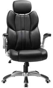 Ergonomikus forgószék, irodai szék összecsukható karokkal, fekete