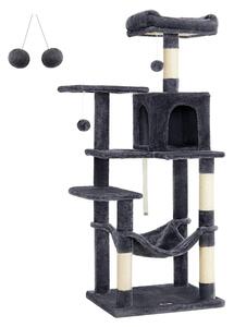 Macskakaparóoszlop, 143 cm magas, többszintes macskabútor, füstszürke | Feandrea