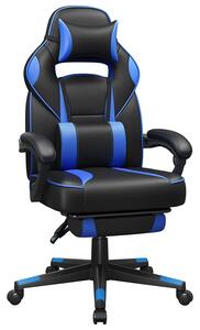 Szék, irodai szék fejtámlával, ergonomikus, fekete-kék