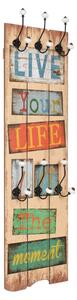 Falra szerelhető fogas 6 akasztóval 120 x 40 cm „LIVE LIFE”