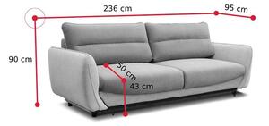 SELIVA kárpitozott kanapé, 236x90x95, Lukso 40