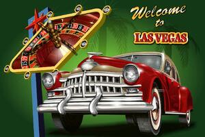 Nem szőtt fotótapéta retro las vegas plakát 375 x 250 cm
