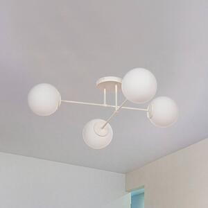 HELAM Hold mennyezeti lámpa, 80 cm, 4-lámpás, homokszínű, üveg, E27, dimmelhető, Krém / borostyánsárga, Nappali / Étkező, fém