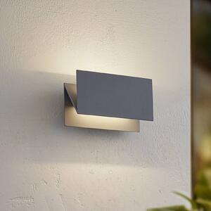 Lucande LED kültéri fali lámpa Meja, szürke, alumínium, 27cm, IP54, Alu / szürke / cink, Modern