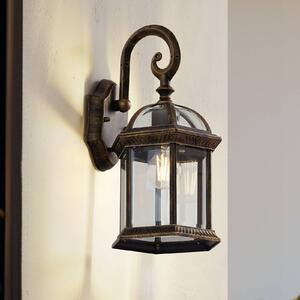 Lindby kültéri fali lámpa Adelisa, arany antik, alumínium, magasság 39 cm, dimmelhető, Bronz / antik sárgaréz, Alumínium, Vidéki otthon / Rusztikus