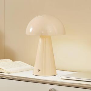 Lindby LED-es, újratölthető asztali lámpa Nevijo, bézs, Ø20cm, USB