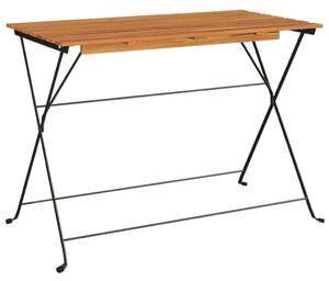 Tömör akácfa és acél összecsukható bisztróasztal 100x54x71 cm (319971)