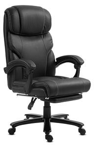 Főnöki irodai szék, forgószék lábtartóval fekete (2023A82-BLACK)