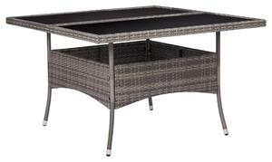 Szürke polyrattan és üveg kültéri étkezőasztal