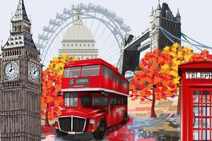 Nem szőtt fotótapéta retro plakát london ii. 375 x 250 cm
