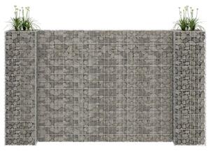 H alakú acéldrót virágtartó gabion 260 x 40 x 150 cm