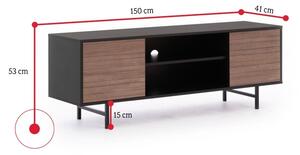 PREGIO TV asztal, 150x53x41, fekete/captains deck