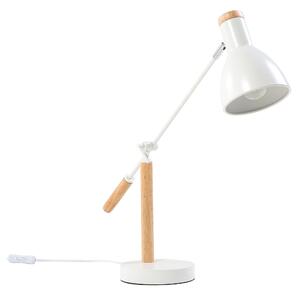 Fehér és világos fa fém asztali lámpa 50 cm PECKOS