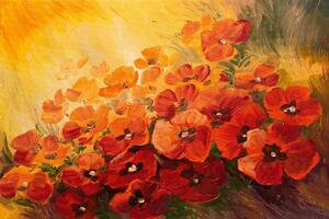 Nem szőtt fotótapéta festmény - mák illusztráció 375 x 250 cm