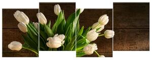 Gario Vászonkép Fehér tulipánok - 4 részes Méret: 160 x 90 cm
