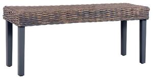 Szürke természetes kubu rattan és tömör mangófa pad 110 cm