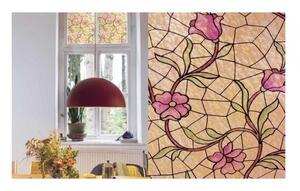 Üvegfólia bézs virág - szélessége 90 cm