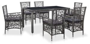 7 részes szürke kültéri polyrattan étkezőgarnitúra