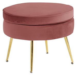 Luxus zsámoly/puff, rózsaszín Velvet szövet/króm arany, Art-deco, NOBLIN TYP 1