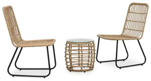 VidaXL 3-darabos tölgyszínű polyrattan bisztrószett