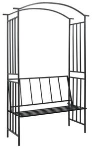 VidaXL fekete vas kerti boltív paddal 128 x 50 x 207 cm