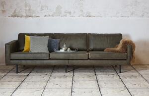 Rodeo szürke kanapé, újrahasznosított bőrhuzattal, 277 cm - BePureHome
