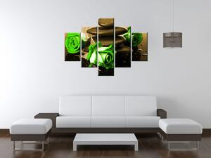 Gario Vászonkép Zöld rózsák és kövek - 5 részes Méret: 150 x 105 cm