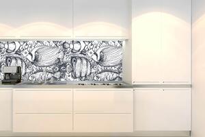 Konyhai fotótapéta - fekete-fehér hal 180 x 60 cm